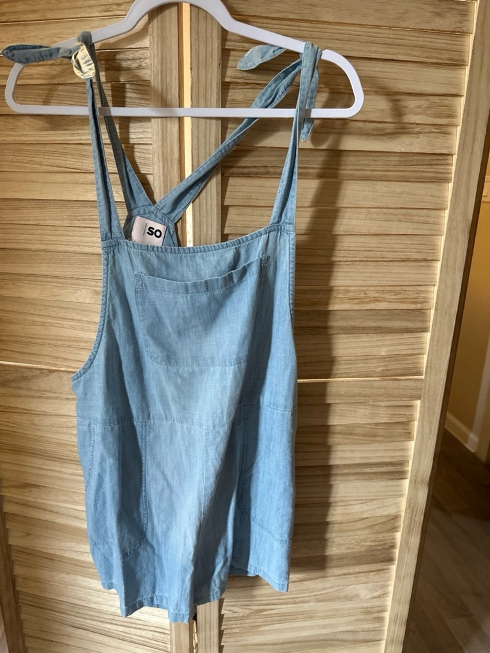SO Light Blue Denim Pinafore with Tie Straps